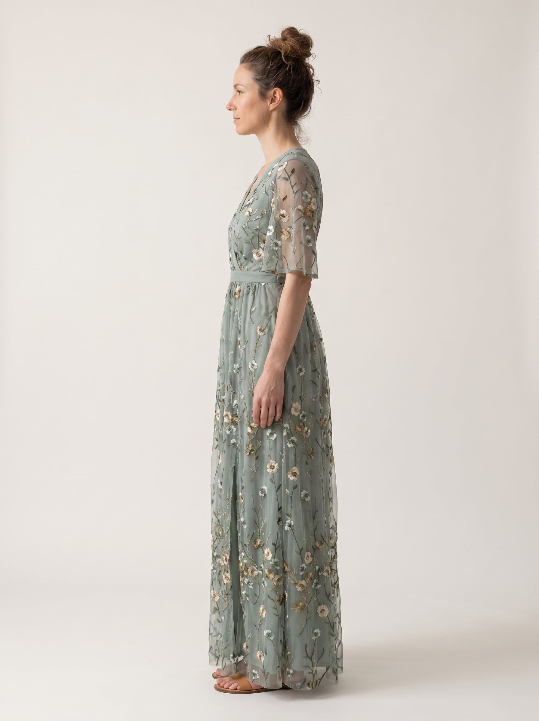 Vera | Elegant Floral A-Line Maxi Dress with V-Neck
