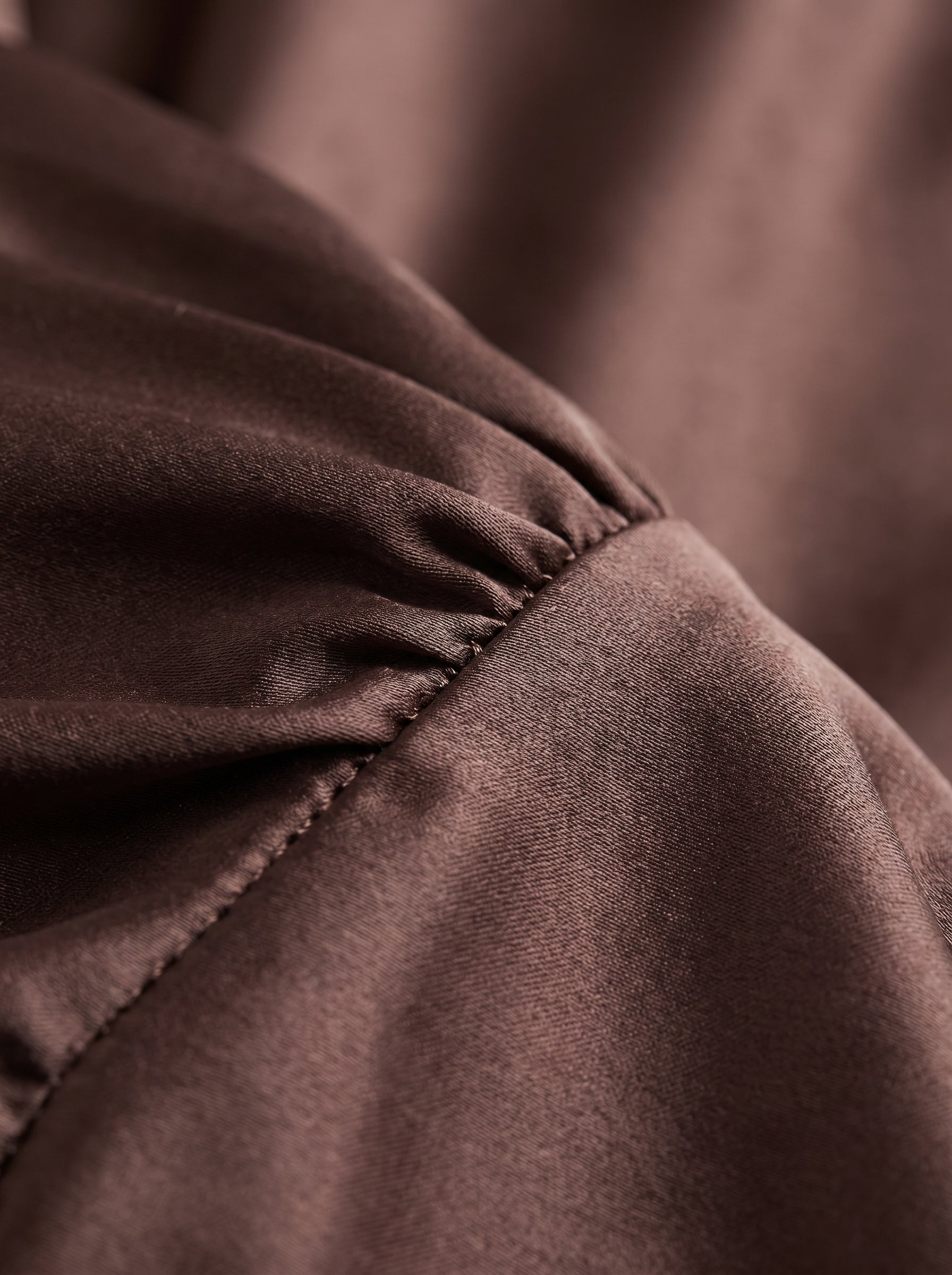 Women Satin Maxi Dress | One Shoulder Pleated Fitted Formal Gown in Chocolate Brown