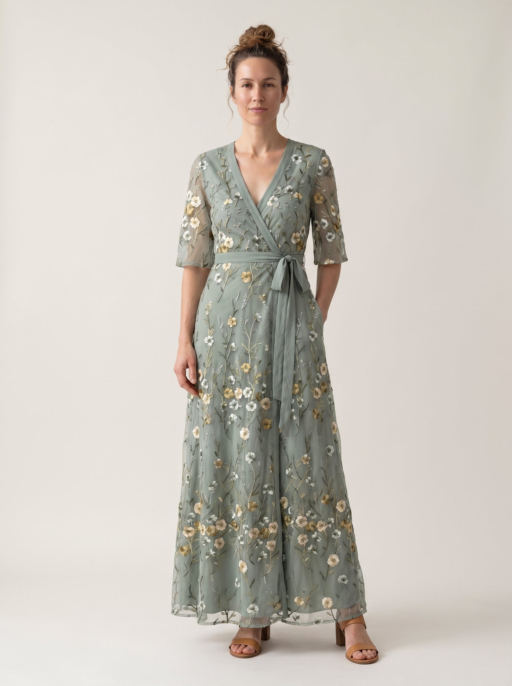 Vera | Elegant Floral A-Line Maxi Dress with V-Neck